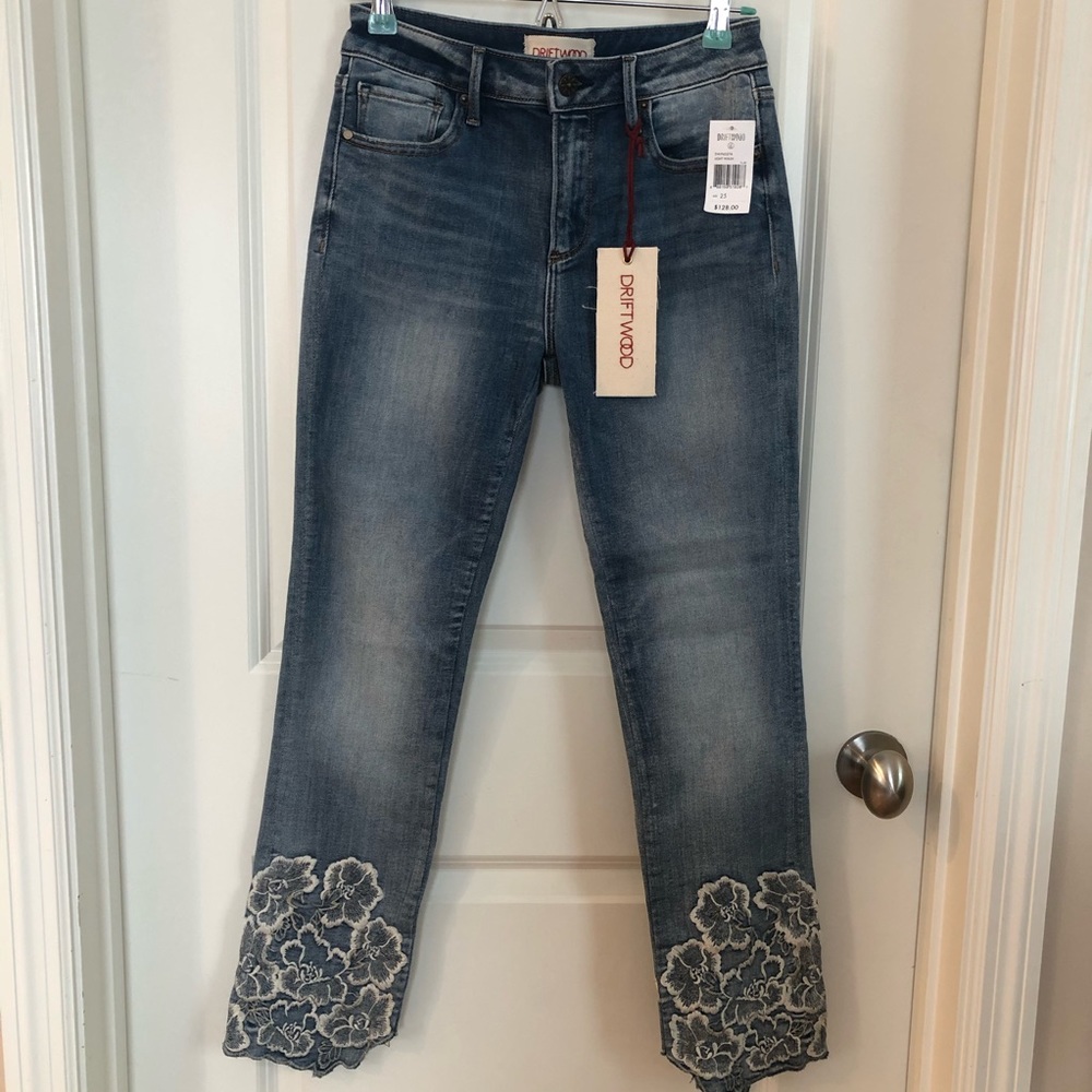 Driftwood Colette White Floral Jeans